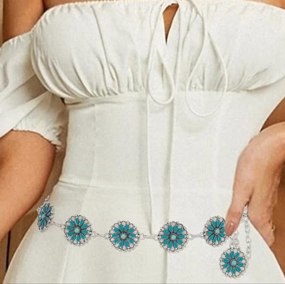 New Turqouise waist chain belt 35" or 47" - Picture 3 of 5